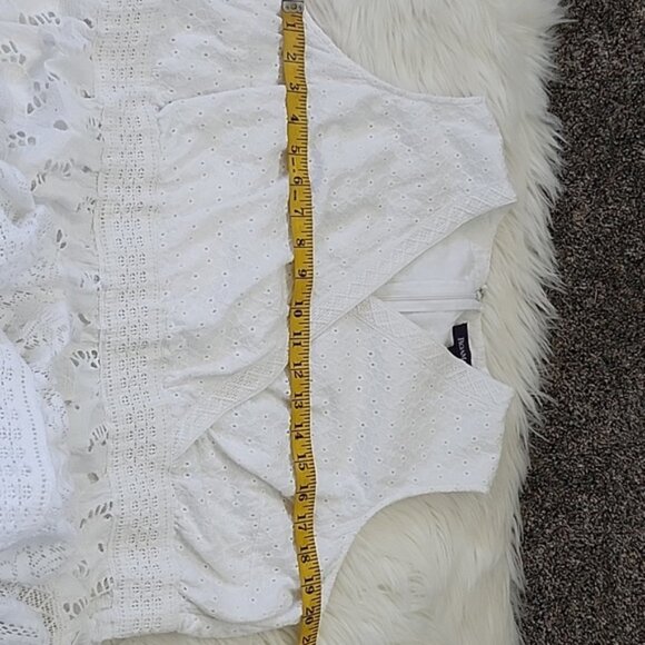 Roaman's Off White Eyelet and Knit Fully Lined Sleeveless Maxi Dress - Picture 12 of 15